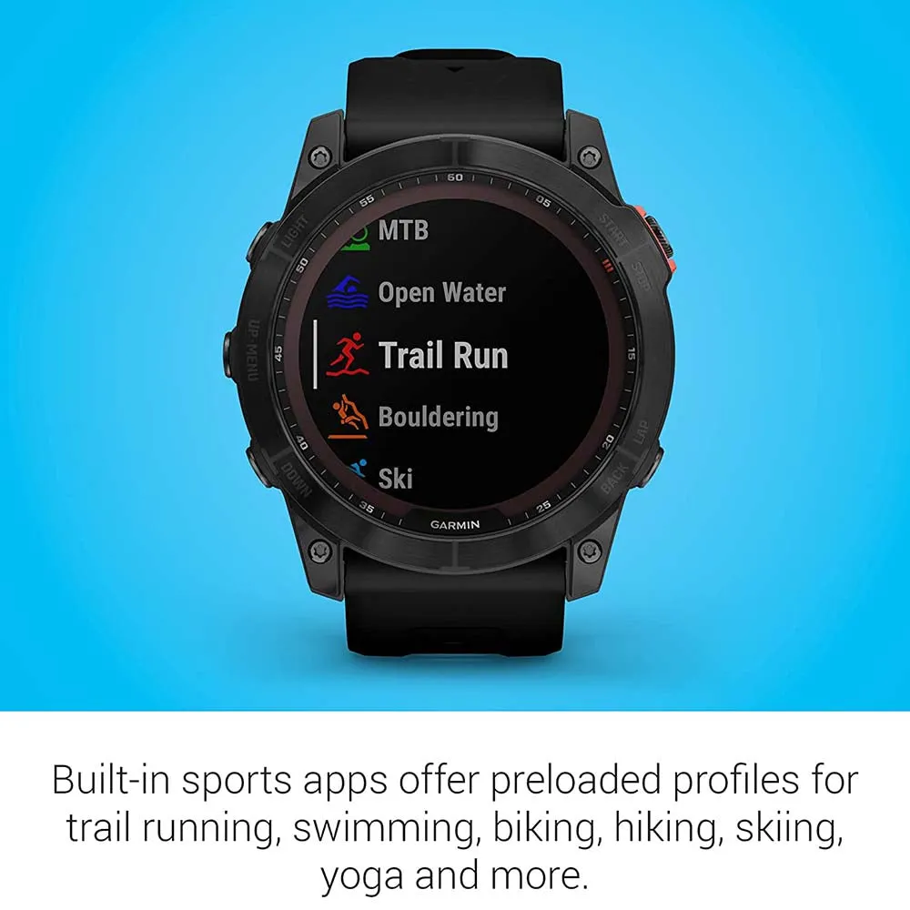Garmin fenix 7X Solar Edition Slate Gray with Black Band Solar GPS Touchscreen Health Wellness Features Smart Watch - 010-02541-00