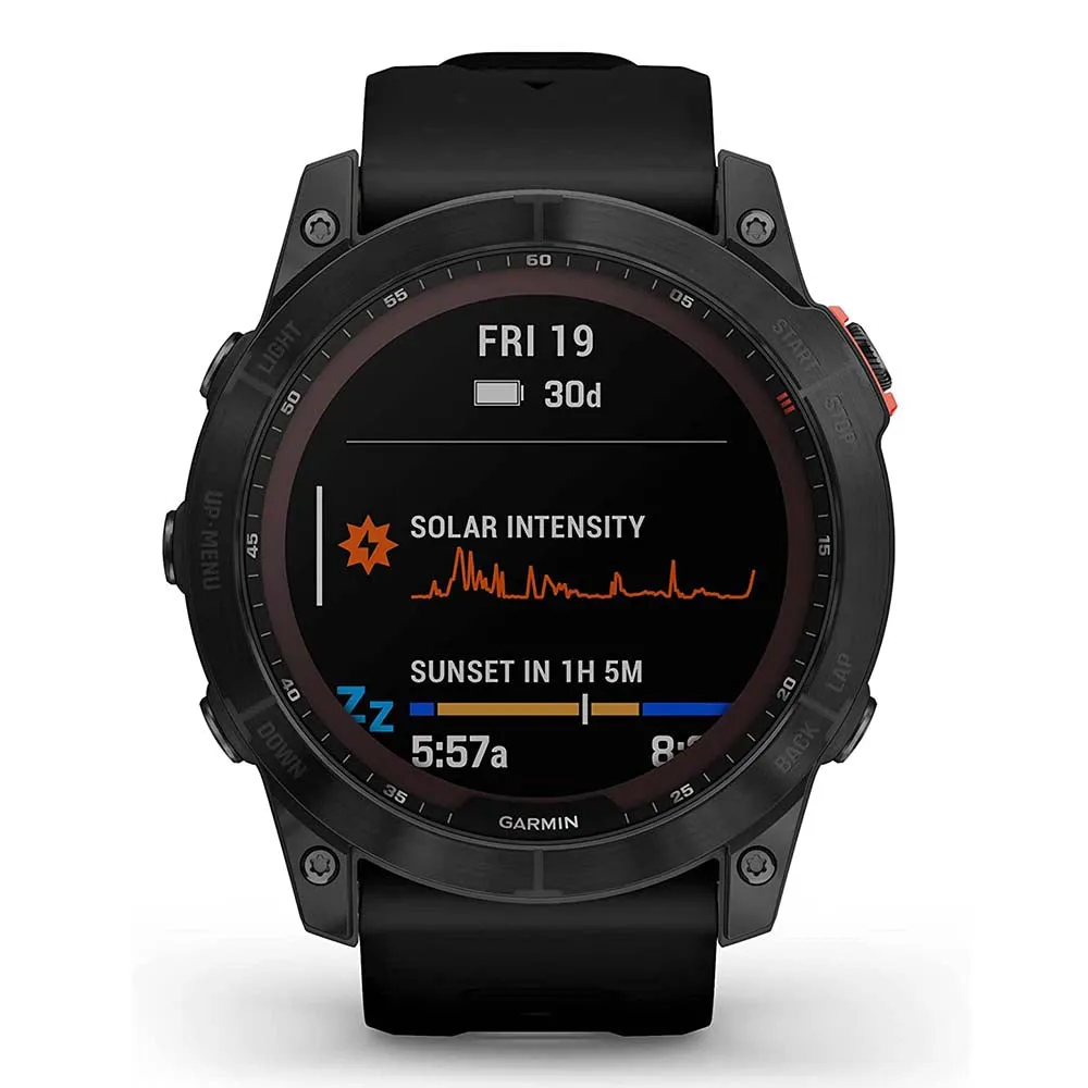 Garmin fenix 7X Solar Edition Slate Gray with Black Band Solar GPS Touchscreen Health Wellness Features Smart Watch - 010-02541-00