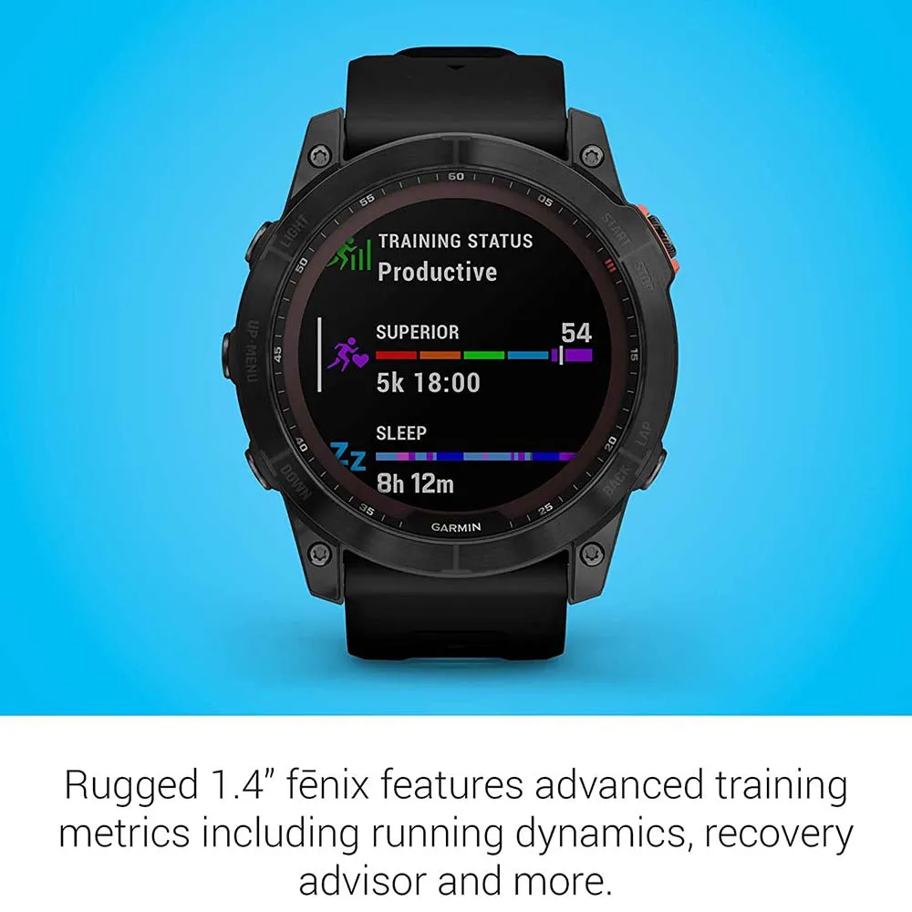 Garmin fenix 7X Solar Edition Slate Gray with Black Band Solar GPS Touchscreen Health Wellness Features Smart Watch - 010-02541-00