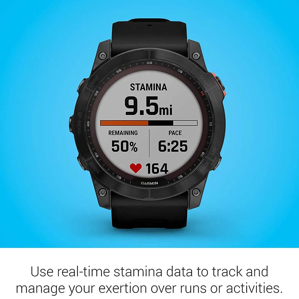 Garmin fenix 7X Solar Edition Slate Gray with Black Band Solar GPS Touchscreen Health Wellness Features Smart Watch - 010-02541-00