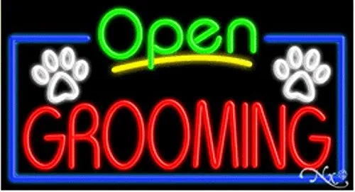 Grooming Open Handcrafted Energy Efficient Glasstube Neon Signs