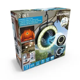 Grundig 2-in-1 Hanging Camping Light & Fan | 12 LEDs