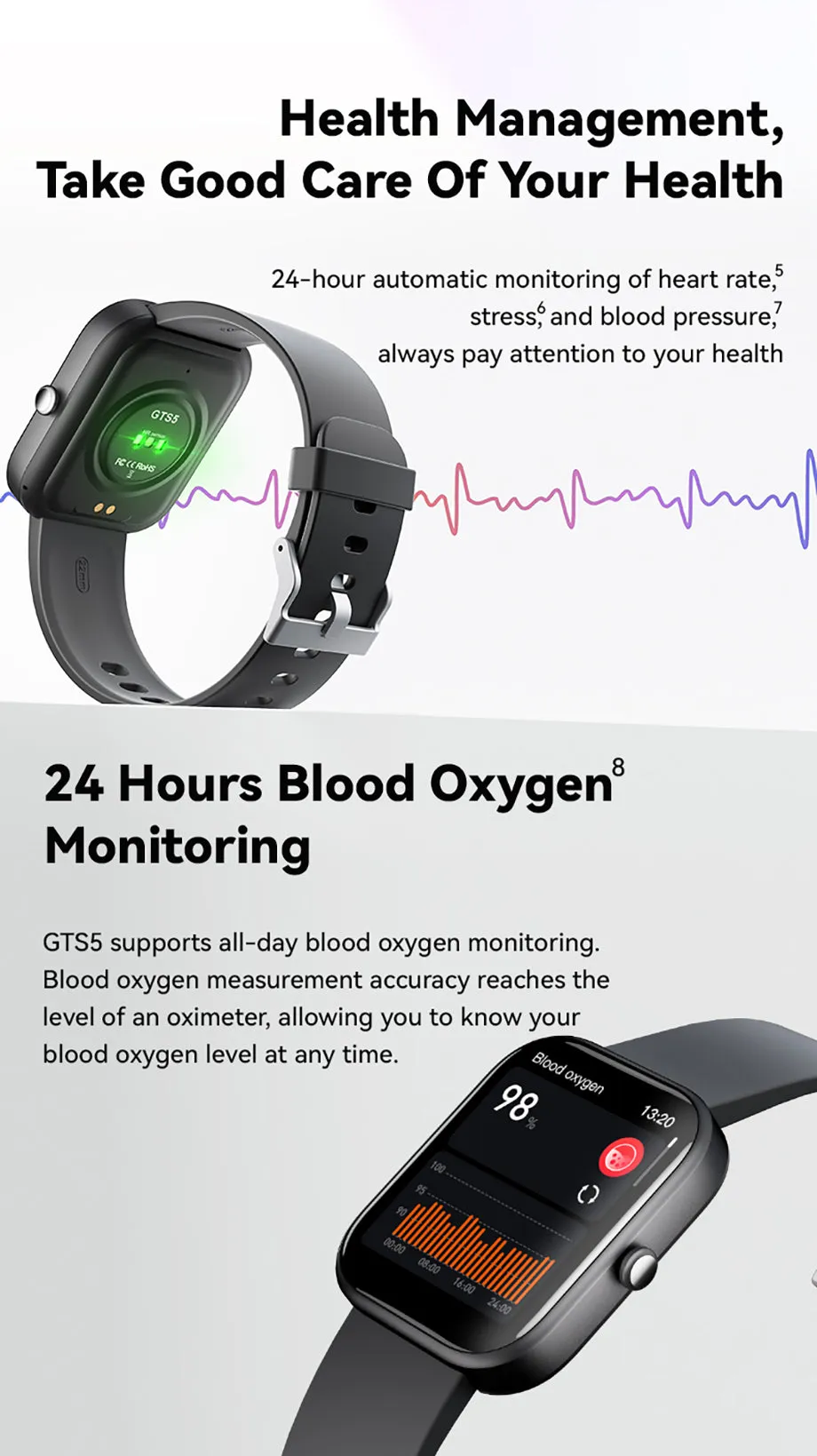 GTS6 Smartwatch - 2" HD Touch Screen Bluetooth GPS Sport Health & Fitness Tracker