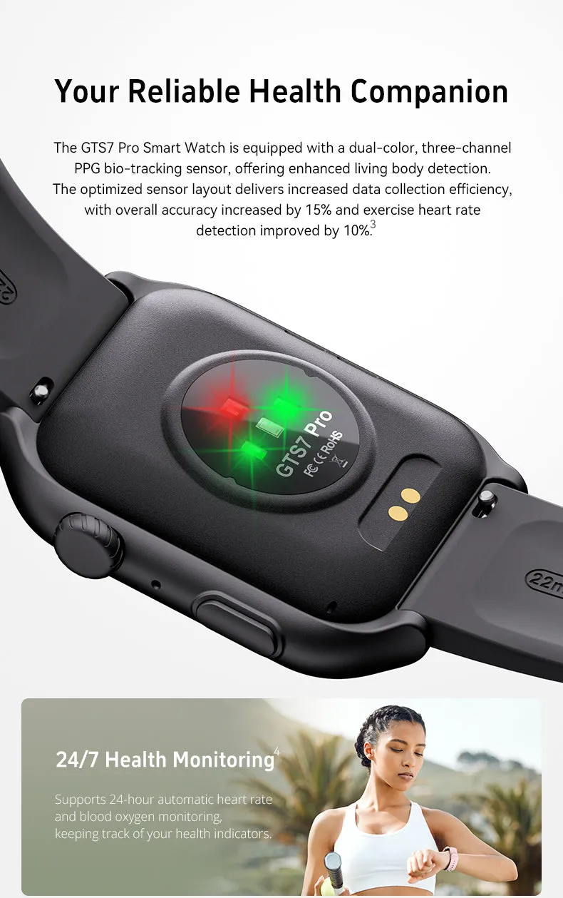 GTS7-Pro Women’s &amp; IOS – 2” HD Touch Screen – Built-in Bluetooth, GPS &amp; Alexa Technology – IP67 Waterproof – Health &amp; Fitness Tracker: 100 Sport Modes – 5 Color Smartwatch Straps – (Rose Gold)