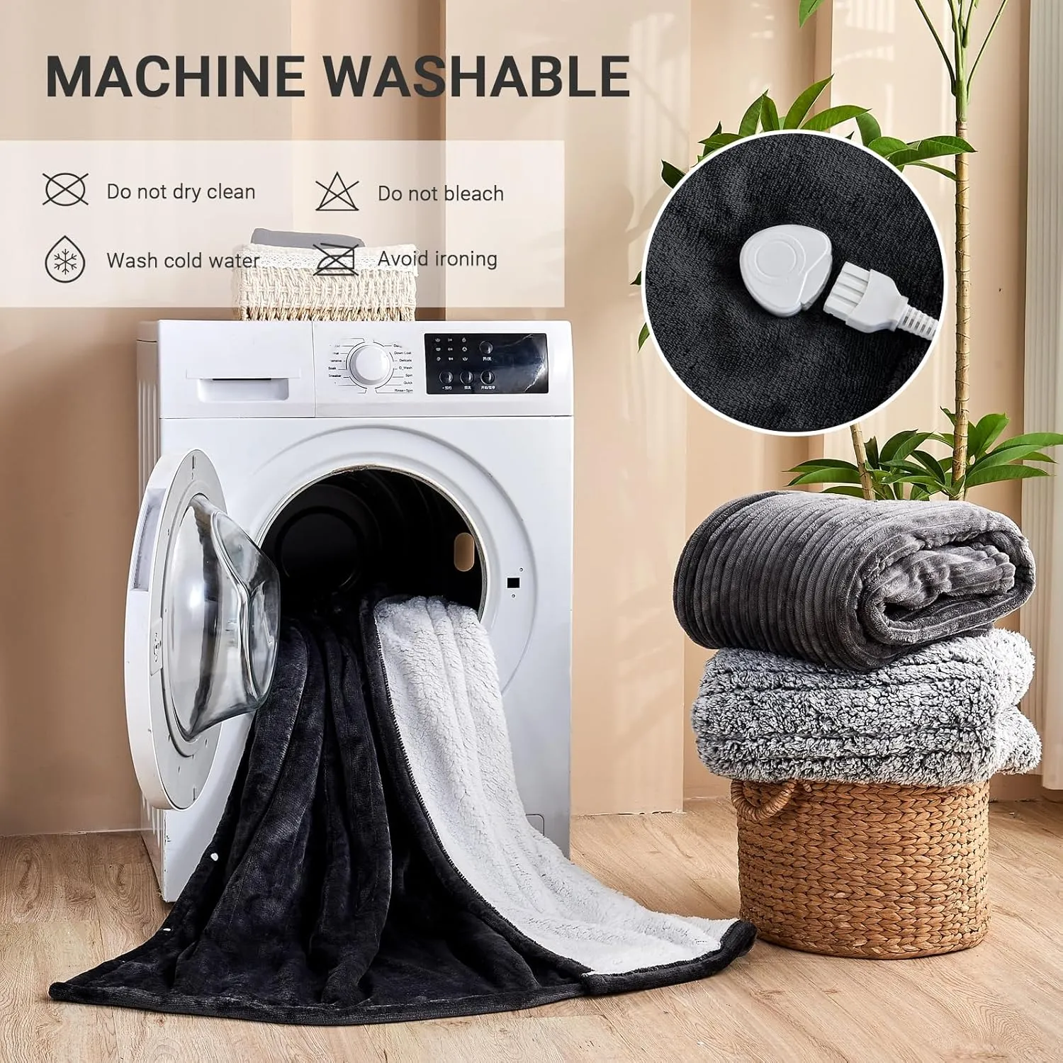 Heated Blanket Electric Throw, Heating Blanket with 8 Hours Auto Off 10 Fast Heating Levels Machine Washable, Soft Warm Sherpa Fleece Heated Blanket (Fleece-Dark Gary, Throw)