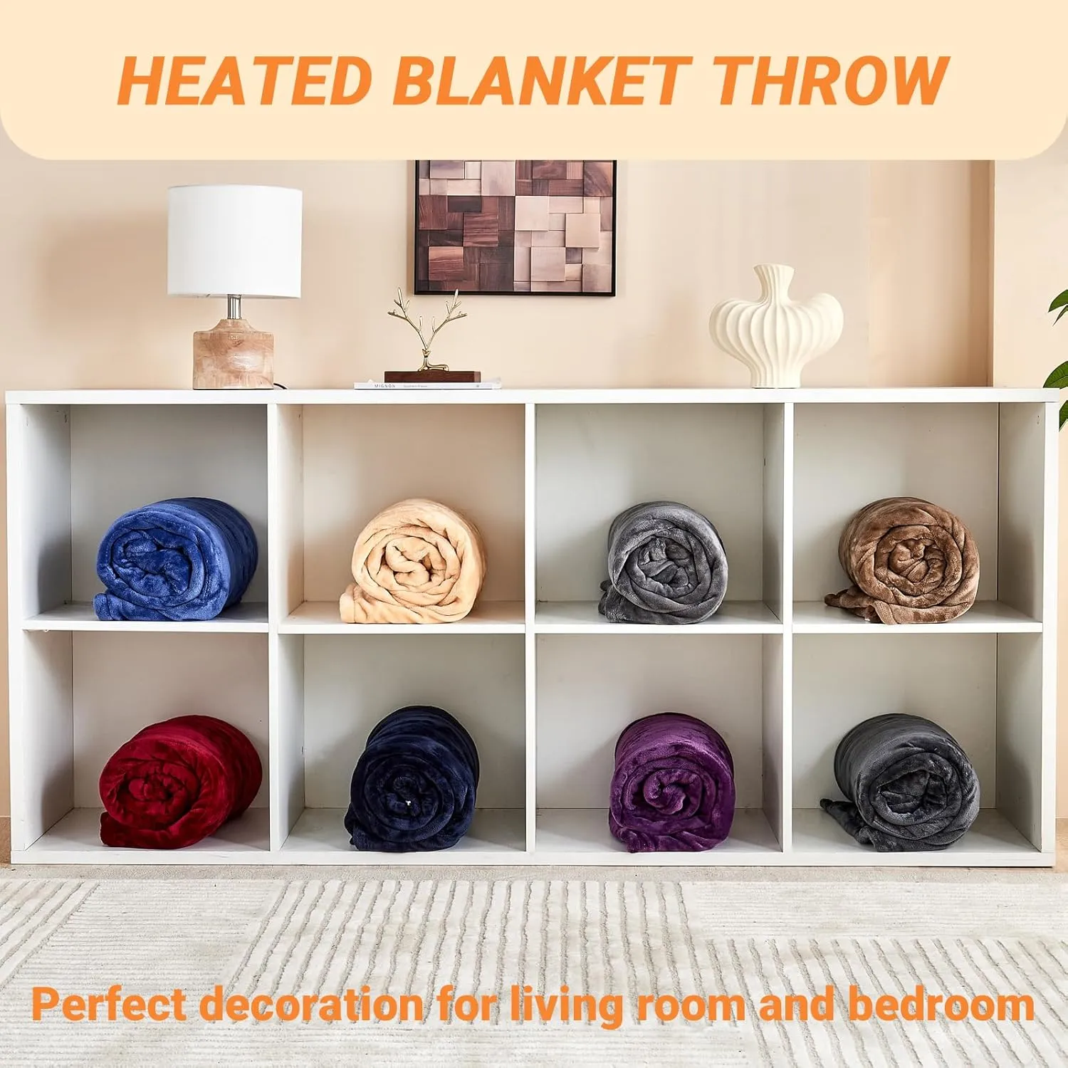 Heated Blanket Electric Throw, Heating Blanket with 8 Hours Auto Off 10 Fast Heating Levels Machine Washable, Soft Warm Sherpa Fleece Heated Blanket (Fleece-Dark Gary, Throw)