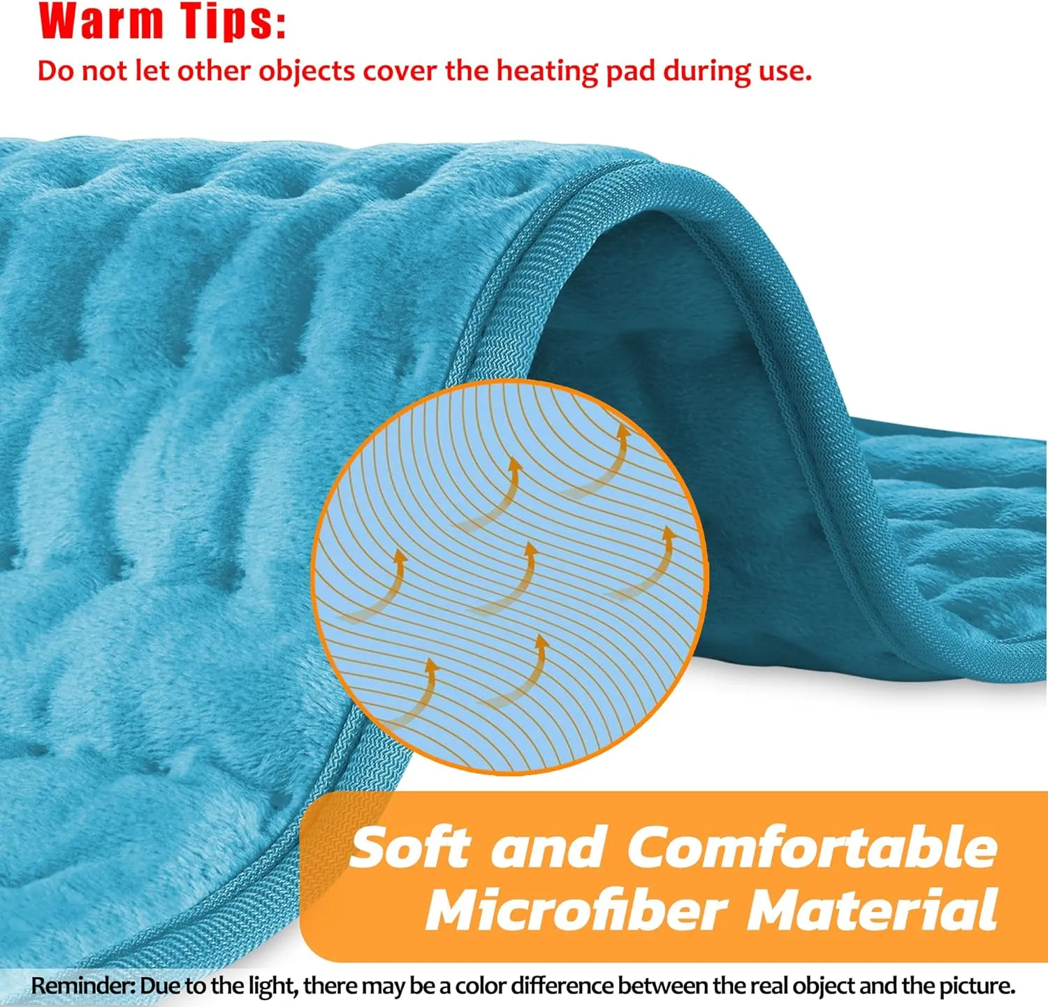 Heating pad Electric Heat Pad for Back Pain and Cramps Relax - Electric Heat Pad with 6 Heat Settings -Auto Shut Off (Blue, 24x12)