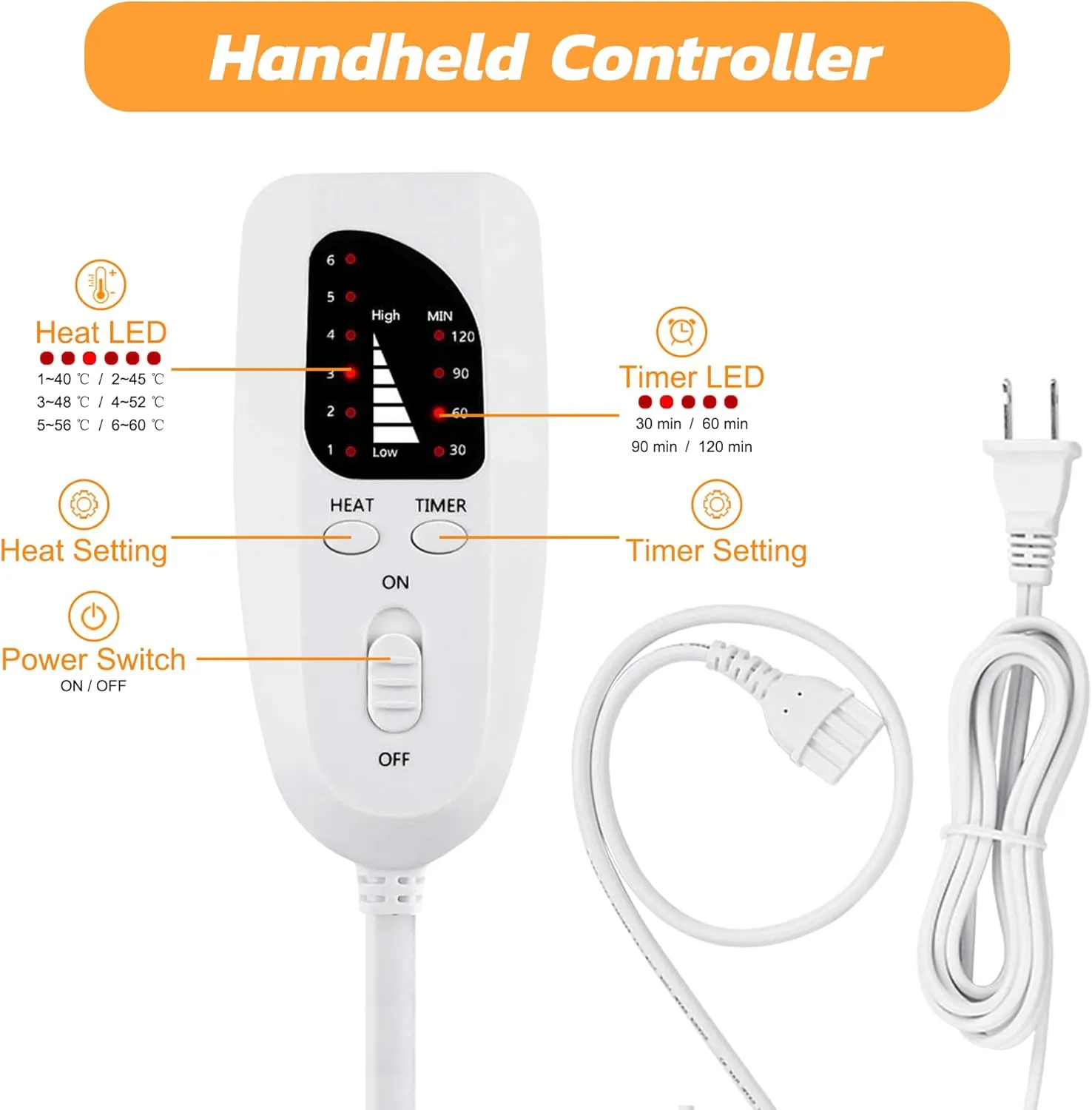 Heating pad Electric Heat Pad for Back Pain and Cramps Relax - Electric Heat Pad with 6 Heat Settings -Auto Shut Off (Blue, 24x12)