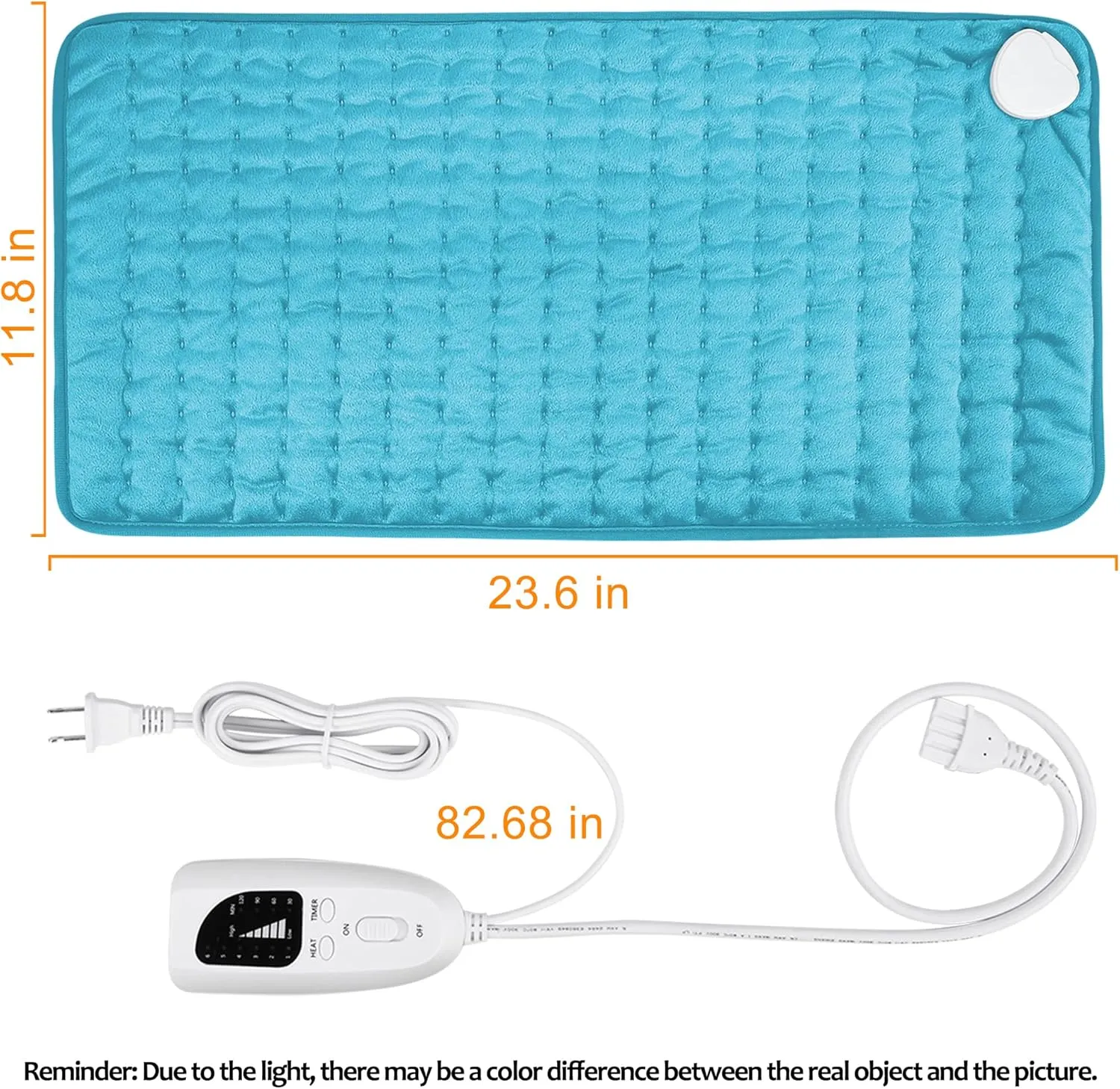 Heating pad Electric Heat Pad for Back Pain and Cramps Relax - Electric Heat Pad with 6 Heat Settings -Auto Shut Off (Blue, 24x12)