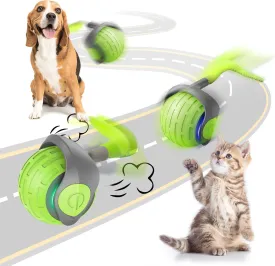 Interactive Cat Toy Balls, 2025 New Automatic Moving Cat Ball with Tail, Motion Activated Smart Self Rolling Cat Ball Toy, Cat Stimulation Toys for Bored Indoor Cats (Green)