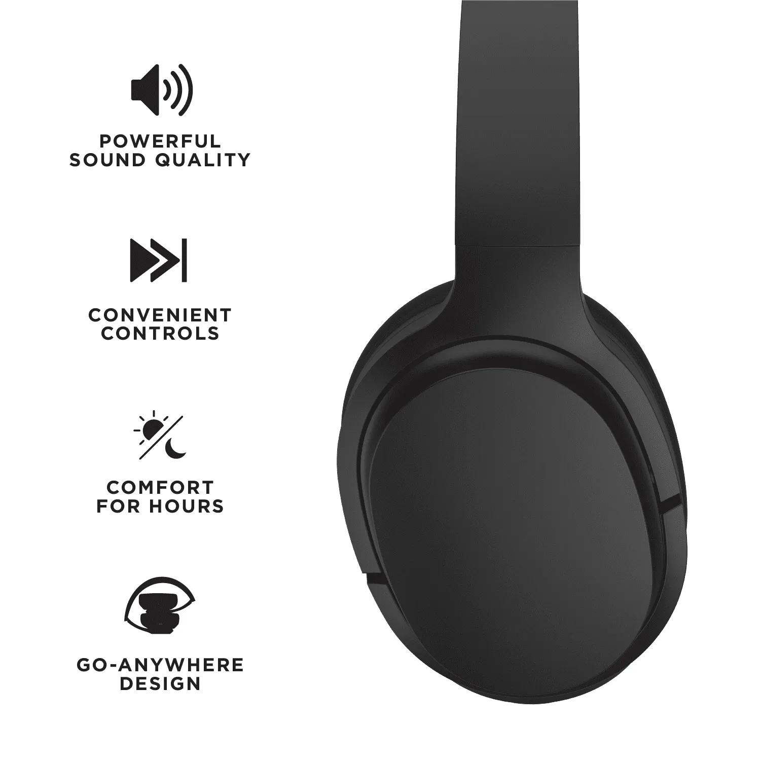 iTech Fusion 2 Unisex Black Smart Watch with Wireless Headphone 900348B-40-G02