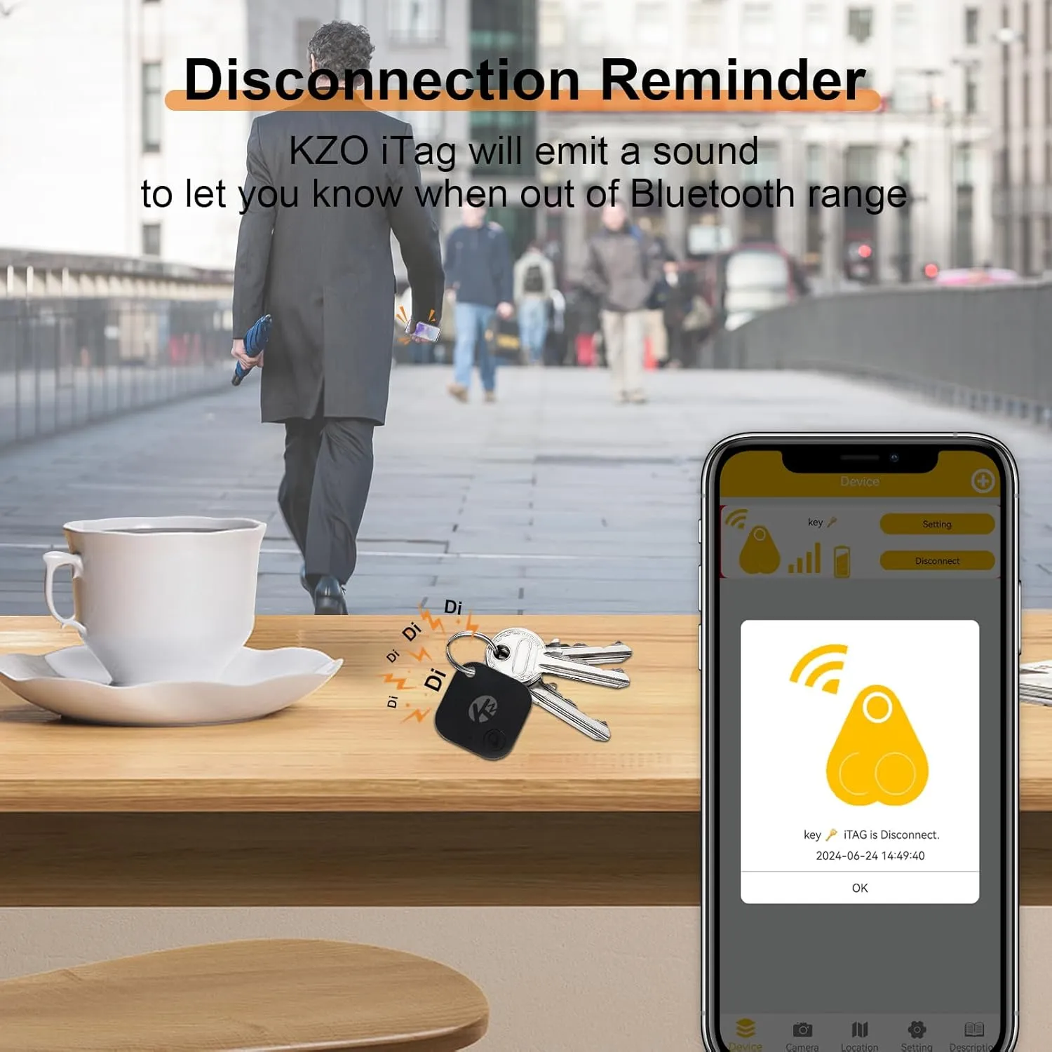 KZO Bluetooth Air Tracker Tag 4 Pack, iOS and Android Compatible, Find Nearby, Phone Finder, Loud Ring, Replaceable Battery, for Keys/Backpacks/Wallets, Black