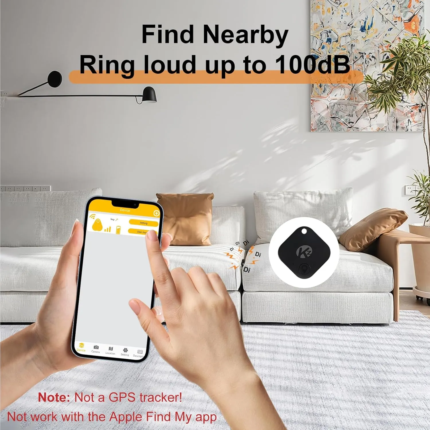 KZO Bluetooth Air Tracker Tag 4 Pack, iOS and Android Compatible, Find Nearby, Phone Finder, Loud Ring, Replaceable Battery, for Keys/Backpacks/Wallets, Black