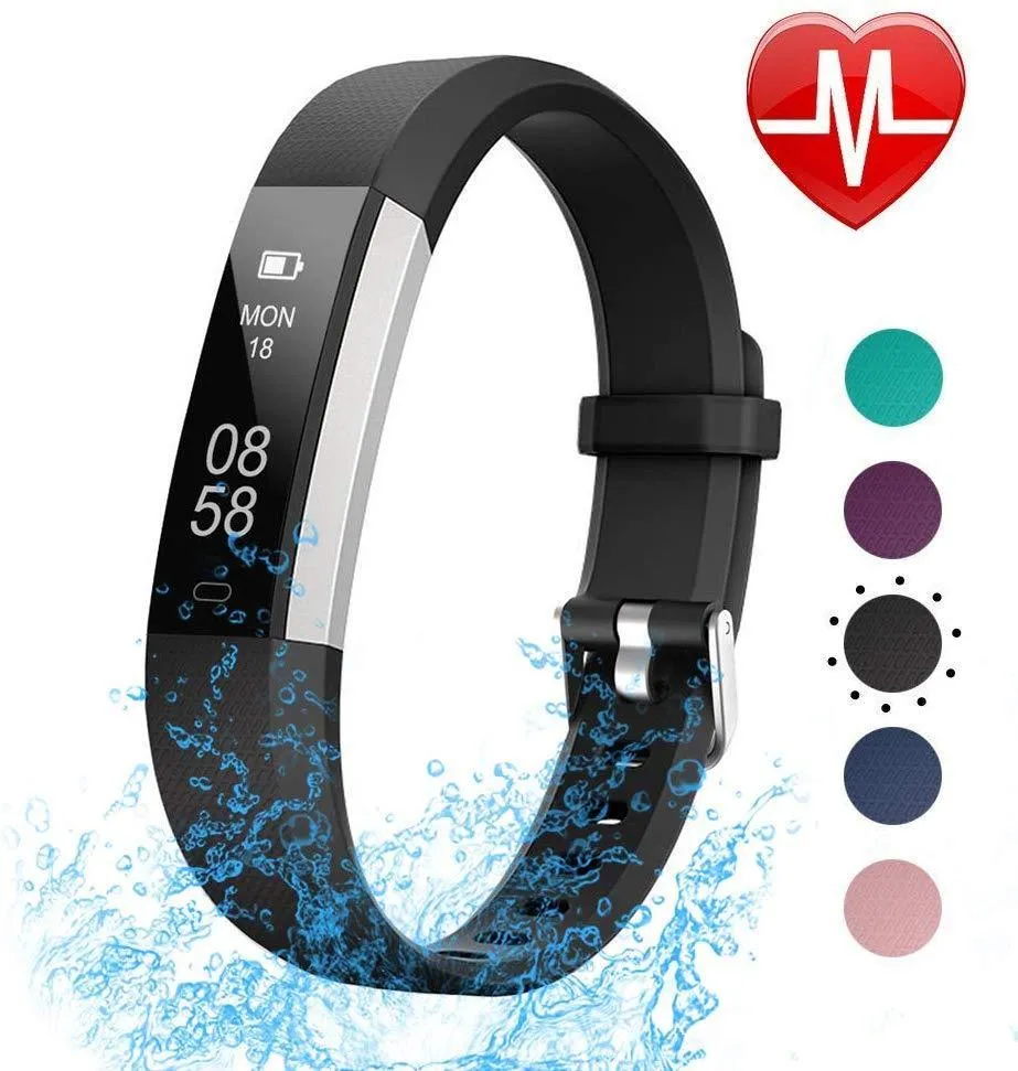 LETSCOM Fitness Tracker with Heart Rate Monitor, Slim Sports Activity Tracker Watch, Waterproof Pedometer Watch with Sleep Monitor, Step Tracker for Kids, Women, and Men