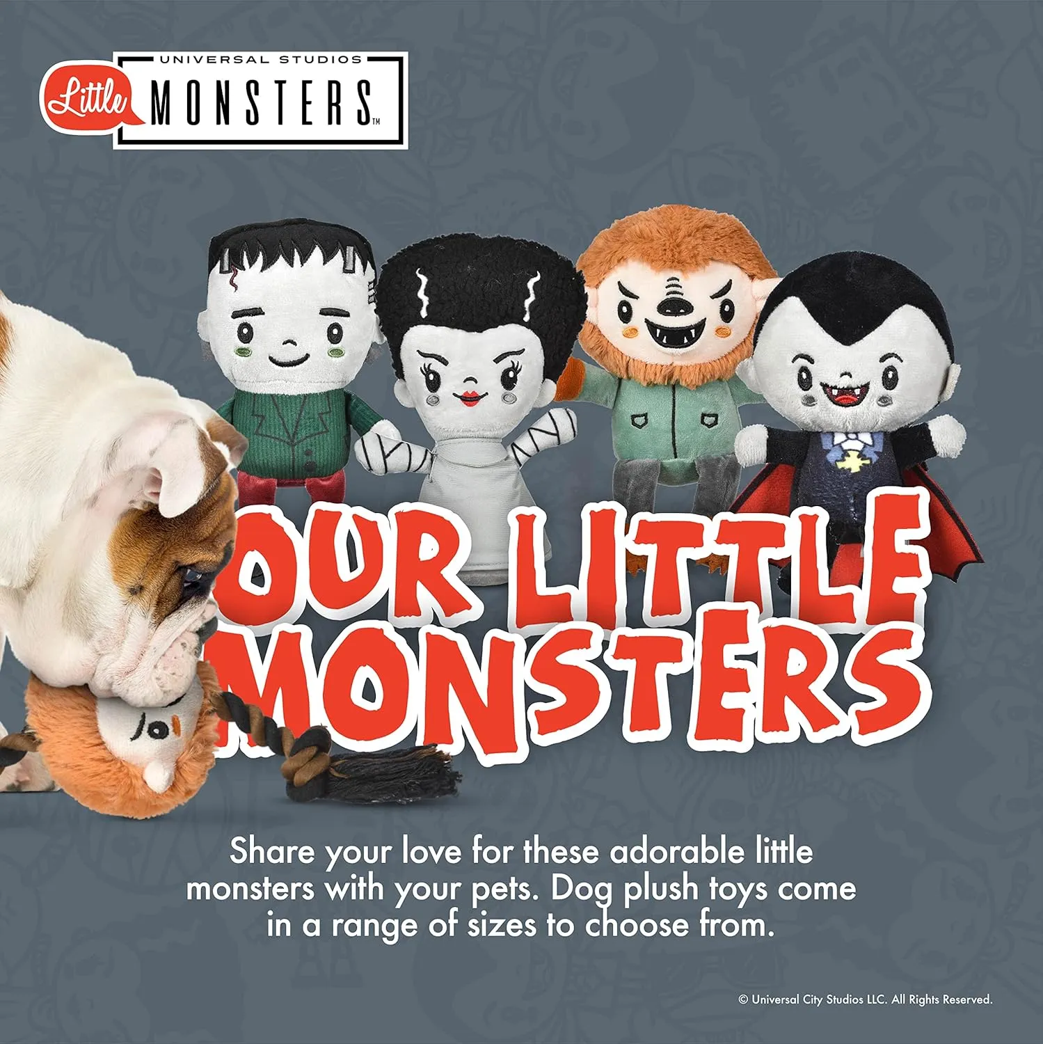 Little Monsters 9" Plush Frankenstein Dog Toy | Official Universal Monsters Pet Product