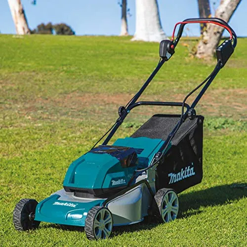 Makita XML03PT1 18V X2 (36V) LXT Lithium‑Ion Brushless Cordless (5.0Ah) 18" Lawn Mower Kit with 4 Batteries, Teal