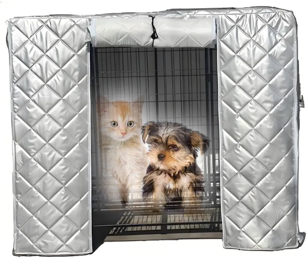 Mavdecll Dog Crate Insulation Cover, Waterproof Pet Kennel Protector, Animal Cage Windproof Warm Oxford Cloth Blanket, Roll up Side Windows and Front Door, for Keep Pet Warm(85 * 60 * 70cm)