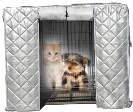 Mavdecll Dog Crate Insulation Cover, Waterproof Pet Kennel Protector, Animal Cage Windproof Warm Oxford Cloth Blanket, Roll up Side Windows and Front Door, for Keep Pet Warm(85 * 60 * 70cm)