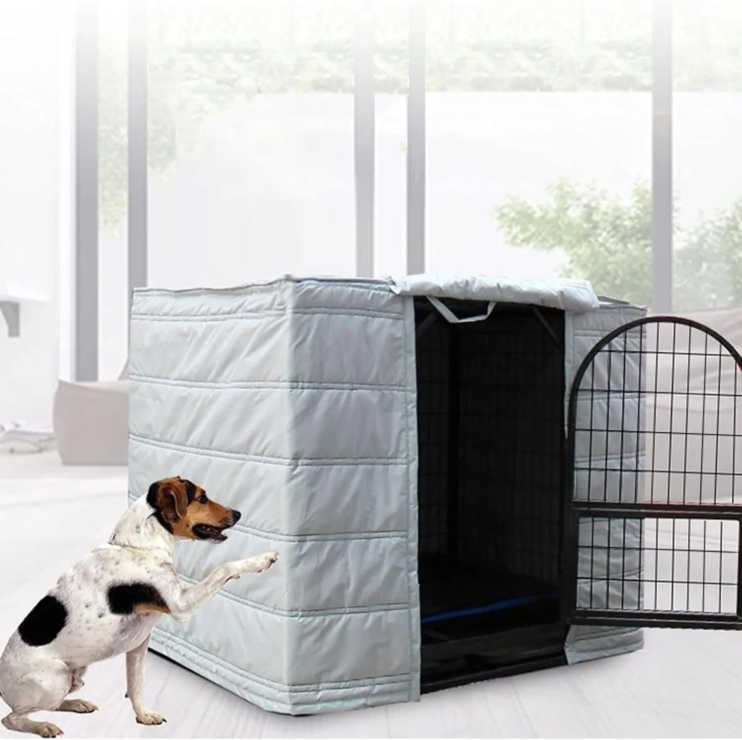 Mavdecll Dog Crate Insulation Cover, Waterproof Pet Kennel Protector, Animal Cage Windproof Warm Oxford Cloth Blanket, Roll up Side Windows and Front Door, for Keep Pet Warm(85 * 60 * 70cm)