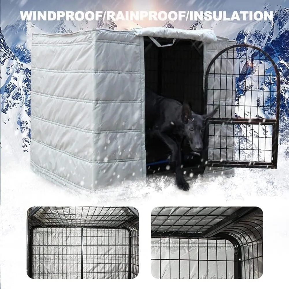 Mavdecll Dog Crate Insulation Cover, Waterproof Pet Kennel Protector, Animal Cage Windproof Warm Oxford Cloth Blanket, Roll up Side Windows and Front Door, for Keep Pet Warm(85 * 60 * 70cm)