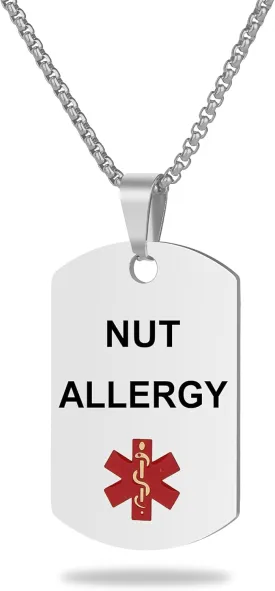 Medical Alert Necklace Laser engraved Tag Custom Engraving Stainless Steel ID Tag Pendant for Men Women