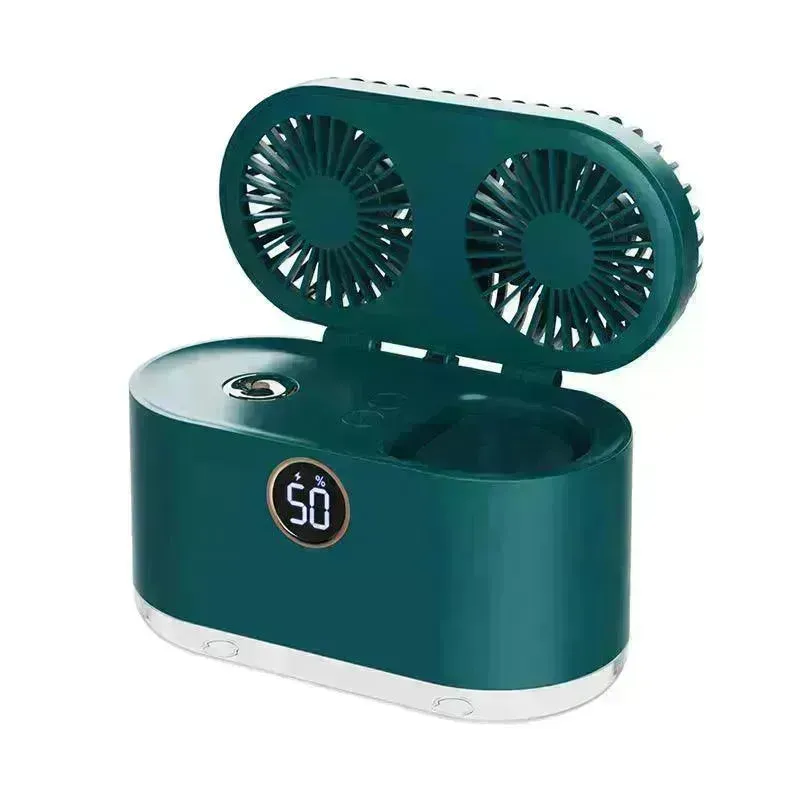 Mini Air Conditioner Fan Air Cooler USB Portable Table Top Desktop Fan Cooling with 3 Wind Speed LED Light for Home Office