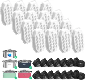 Official 32PCS Cat Water Fountain Filters Replacement & Pre-Filter Sponges for 3.2L/108oz Automatic Pet Water Fountain