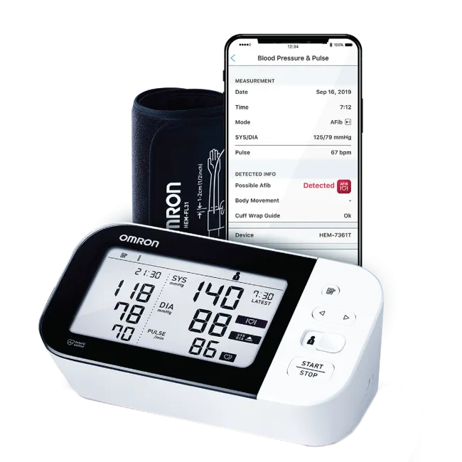 Omron HEM7361T Advanced   AFIB Indicator Bluetooth Blood Pressure Monitor