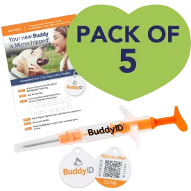 Pack of 5 Microchip Complete Protection System by BuddyID