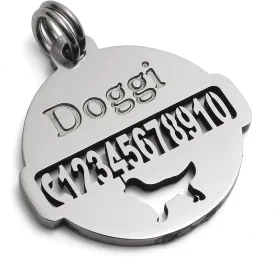 Personalized Openwork Engraved Dog ID Tag Custom Stainless Steel Pet ID Tag Anti-Oxidation Anti-wear Provide a Variety of Silhouette Options Unique Name Tag for Pets (Small)