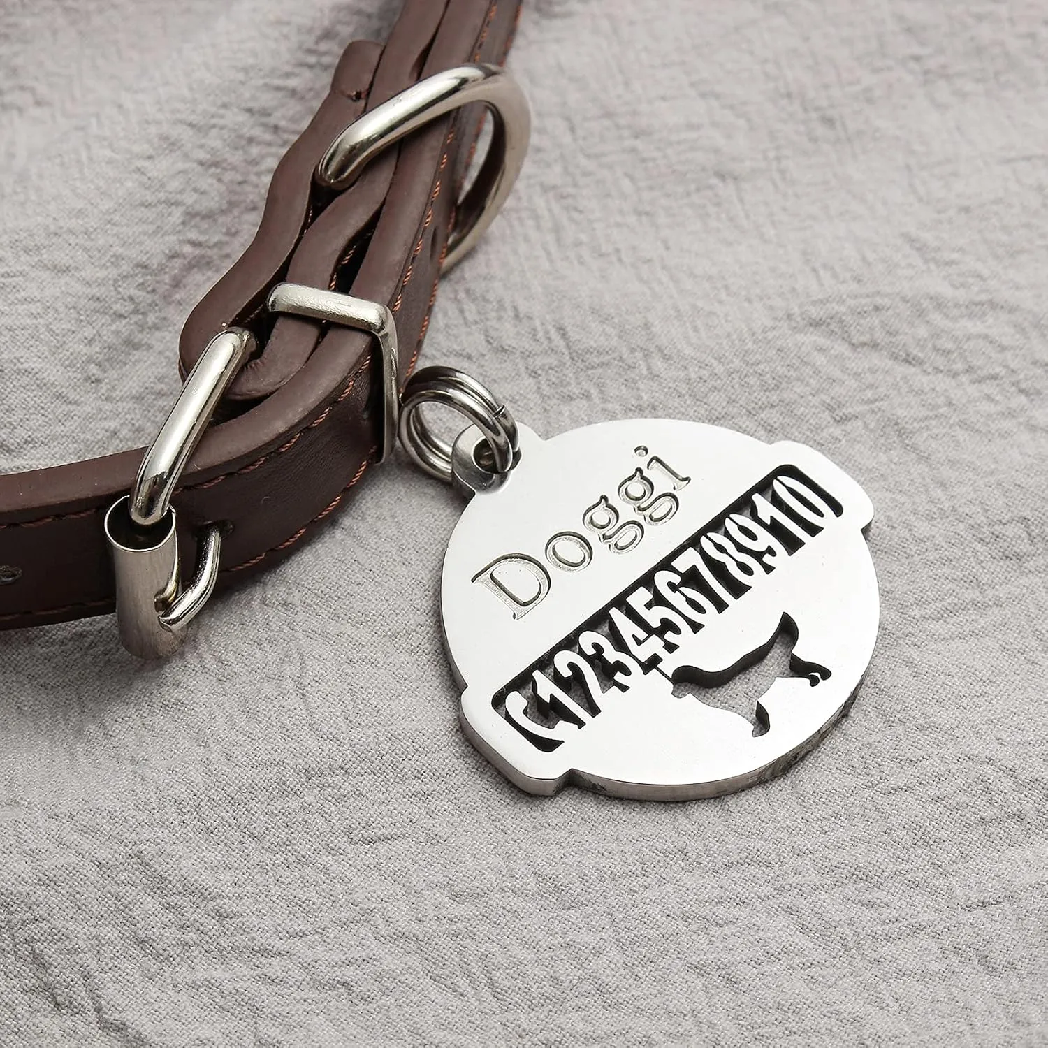 Personalized Openwork Engraved Dog ID Tag Custom Stainless Steel Pet ID Tag Anti-Oxidation Anti-wear Provide a Variety of Silhouette Options Unique Name Tag for Pets (Small)