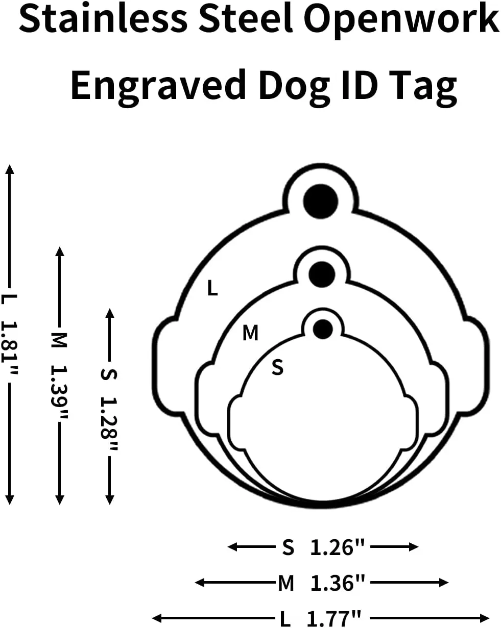 Personalized Openwork Engraved Dog ID Tag Custom Stainless Steel Pet ID Tag Anti-Oxidation Anti-wear Provide a Variety of Silhouette Options Unique Name Tag for Pets (Small)