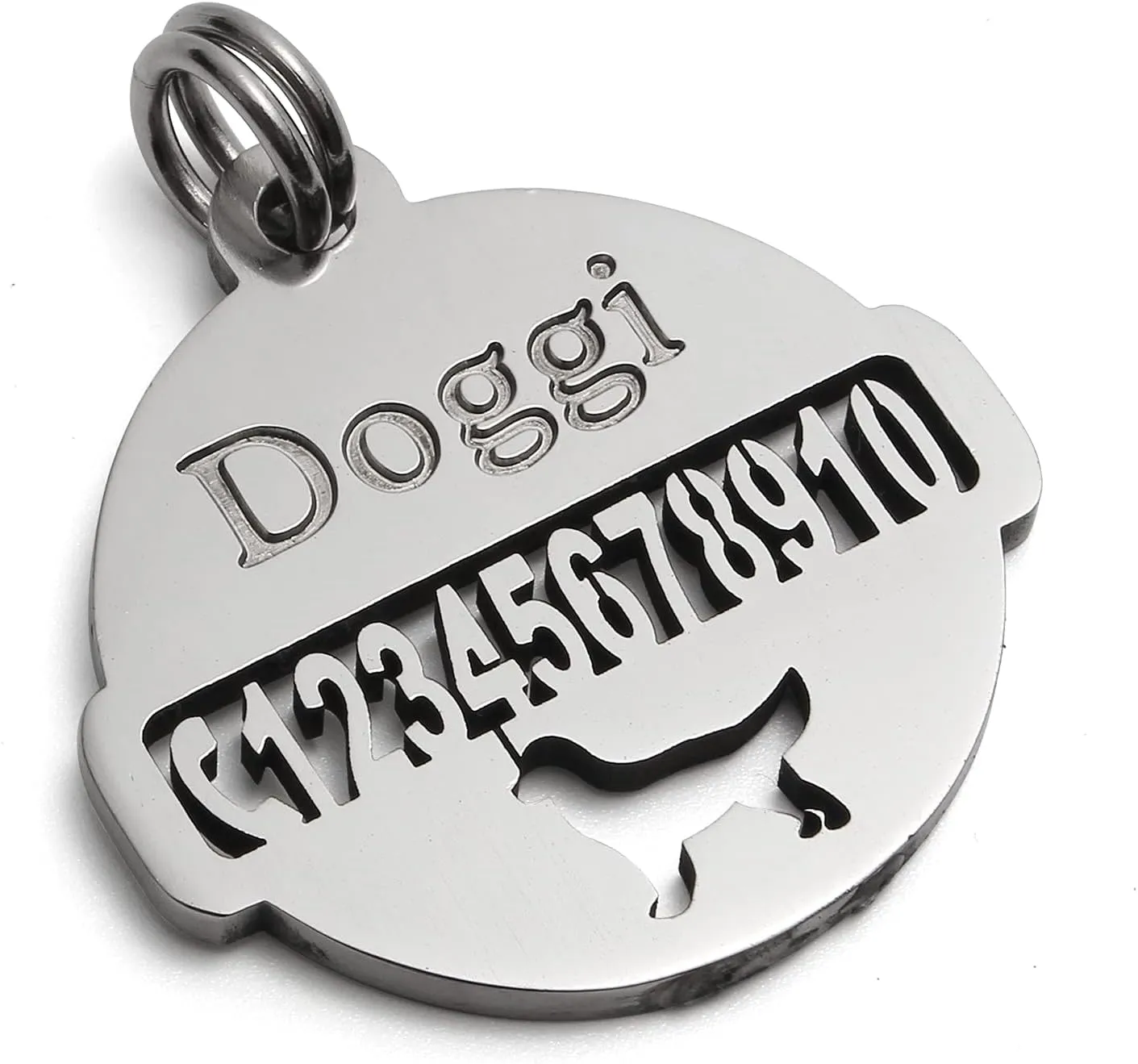 Personalized Openwork Engraved Dog ID Tag Custom Stainless Steel Pet ID Tag Anti-Oxidation Anti-wear Provide a Variety of Silhouette Options Unique Name Tag for Pets (Small)