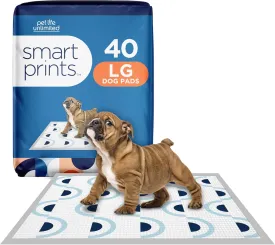 Pet Life Unlimited Smart Prints Large Puppy Pads - Odor Controlling Dog Pee Pads with Wetness-Activated Fragrance - USA Made - 22" x 22" - 40 Count