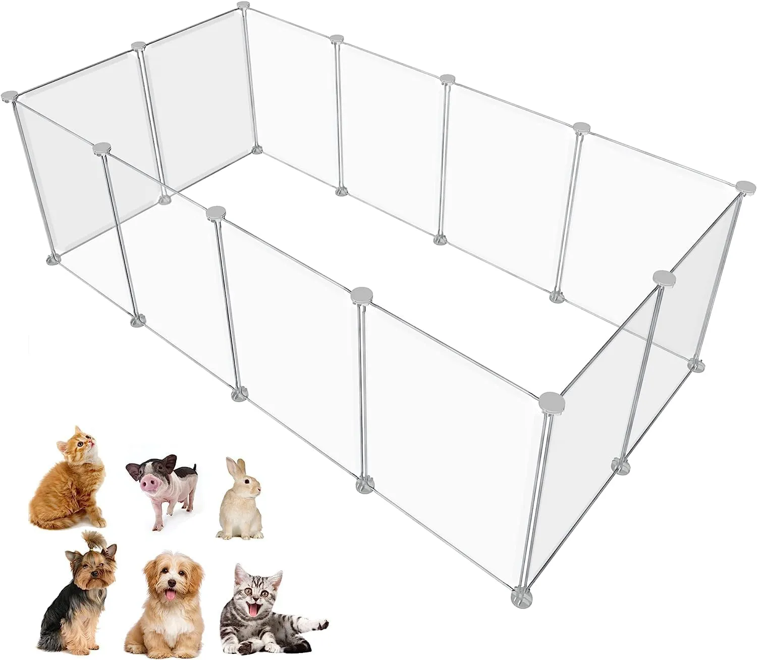 Pet Playpen Portable Small Animals Playpen, Customizable Shape & Height Pet Fence Yard Fence for Guinea Pigs, Bunny, Ferrets, Mice, Hamsters, Hedgehogs, Puppies, Turtles-12 Panels