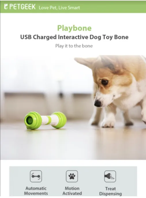 PETGEEK: USB Charged Interactive Dog Toy Bone - Playbone