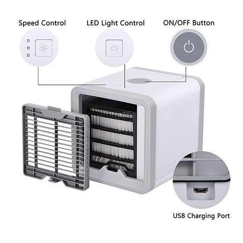 Portable Air Cooler Fan Mini USB Air Conditioner 7 Colors Light Desktop Air Cooling Fan Humidifier Purifier