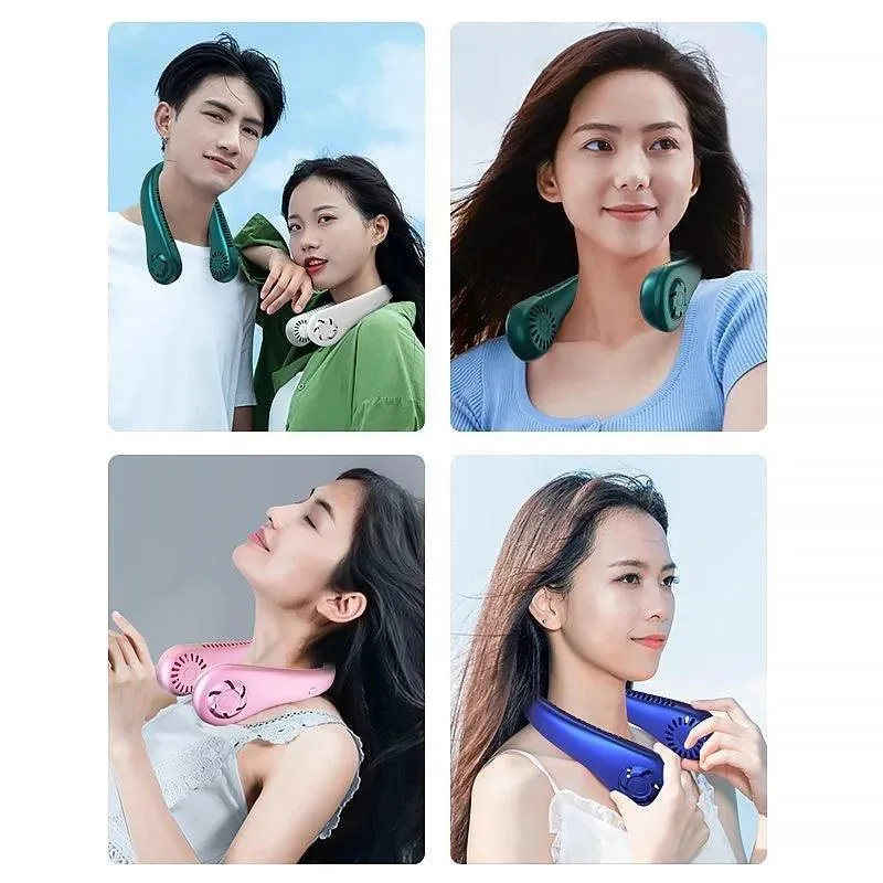 Portable Neck Fan – Lightweight Bladeless Design with Rechargeable Battery, 360° Cooling, and Three Adjustable Speeds for On-the-Go Comfort