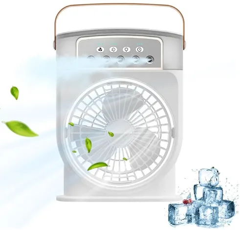 Portable USB Air Conditioner Cooling Fan With 5 Sprays 7 Color Light 600ML Water Tank Spray Mist Air Cooler Humidifiers