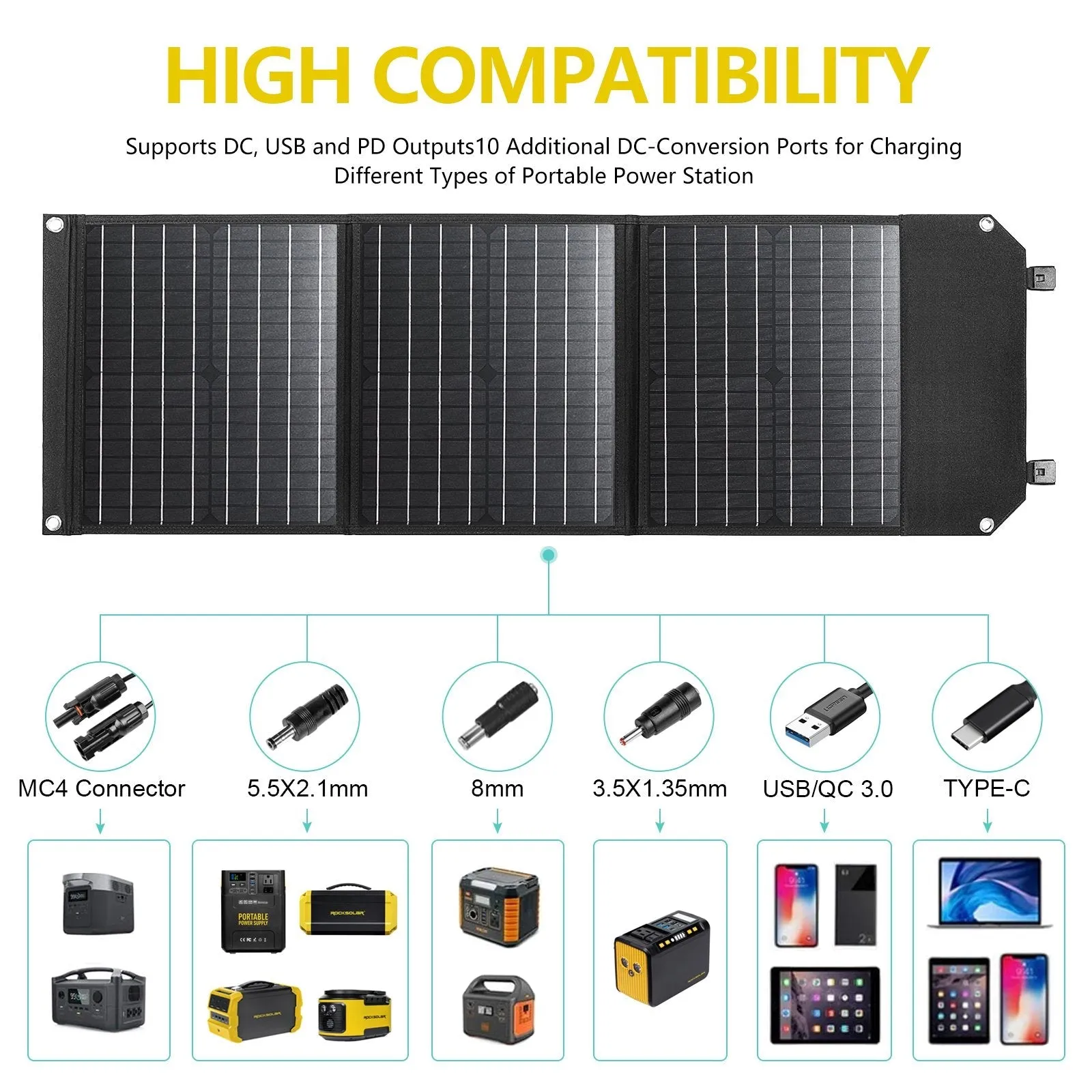 ROCKSOLAR Adventurer Pro 100W 133.2Wh Portable Solar Generator Kit