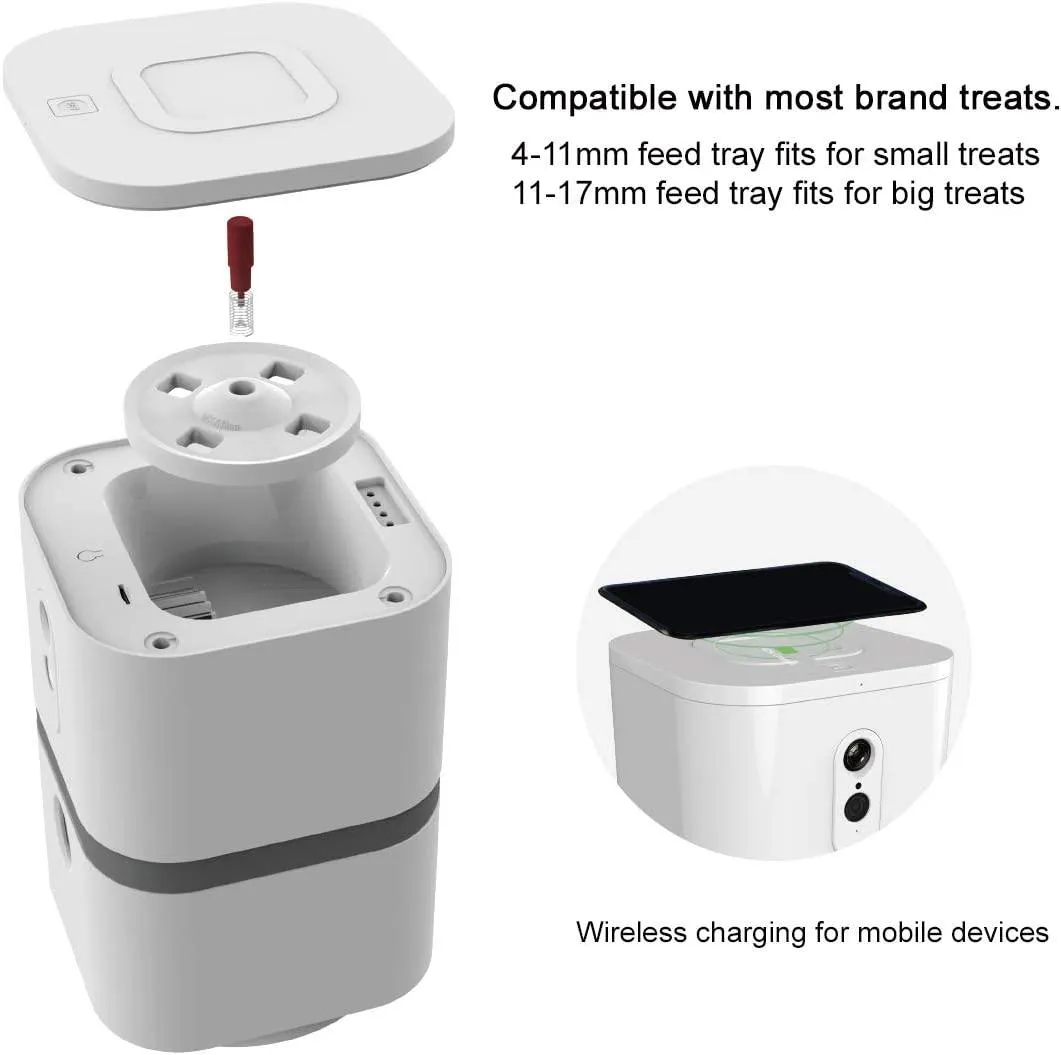 SKYMEE Smart Automatic Pet Feeder Food Dispenser for Cats & Dogs - 1080P Full HD Pet Camera Treat Dispenser with Night Vision and 2-Way Audio, Wi-Fi Enabled App for iPhone and Android