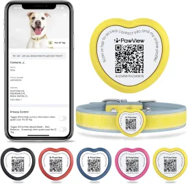 Slide On Dog Tags Personalized for Pets, NFC & QR Code Silent Silicone Cat Tag for Collars & Harnesses - Scan Alert, Instant Location, Pet Profile, APP Control, Heart-Shaped,1 PC