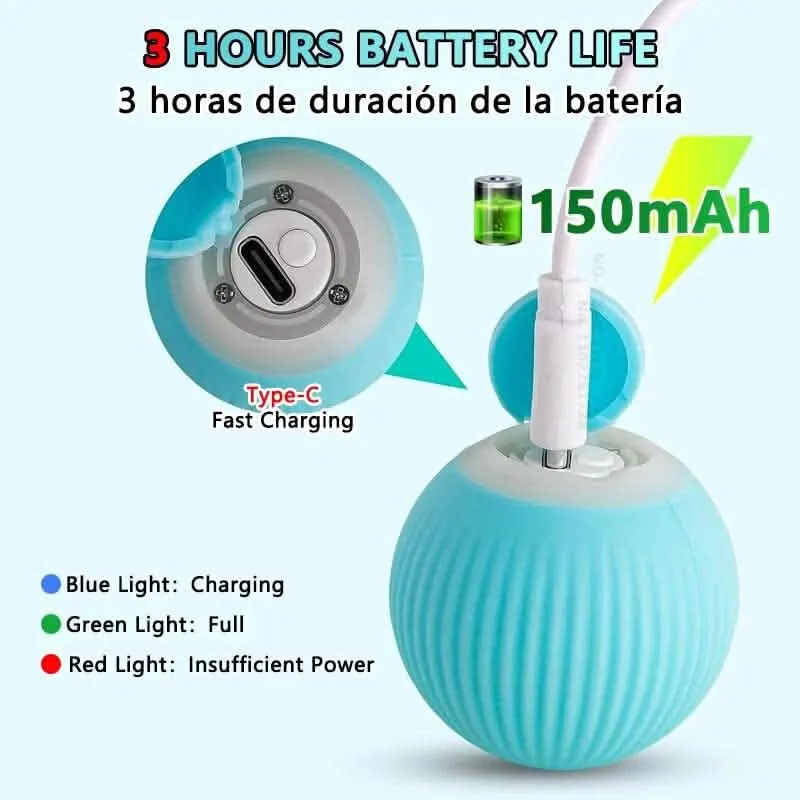 Smart Interactive Rolling Cat Ball - Electronic Motion-Activated Pet Toy with LED Lights