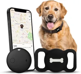 Smart Pet Tracker, Dog Tracker with Black Collar Holder, Smart Tag for Seamless Location Tracking, No Monthly Fee, MFi Certificated, Work with Find My, No GPS Tracker, iOS Only (Black)