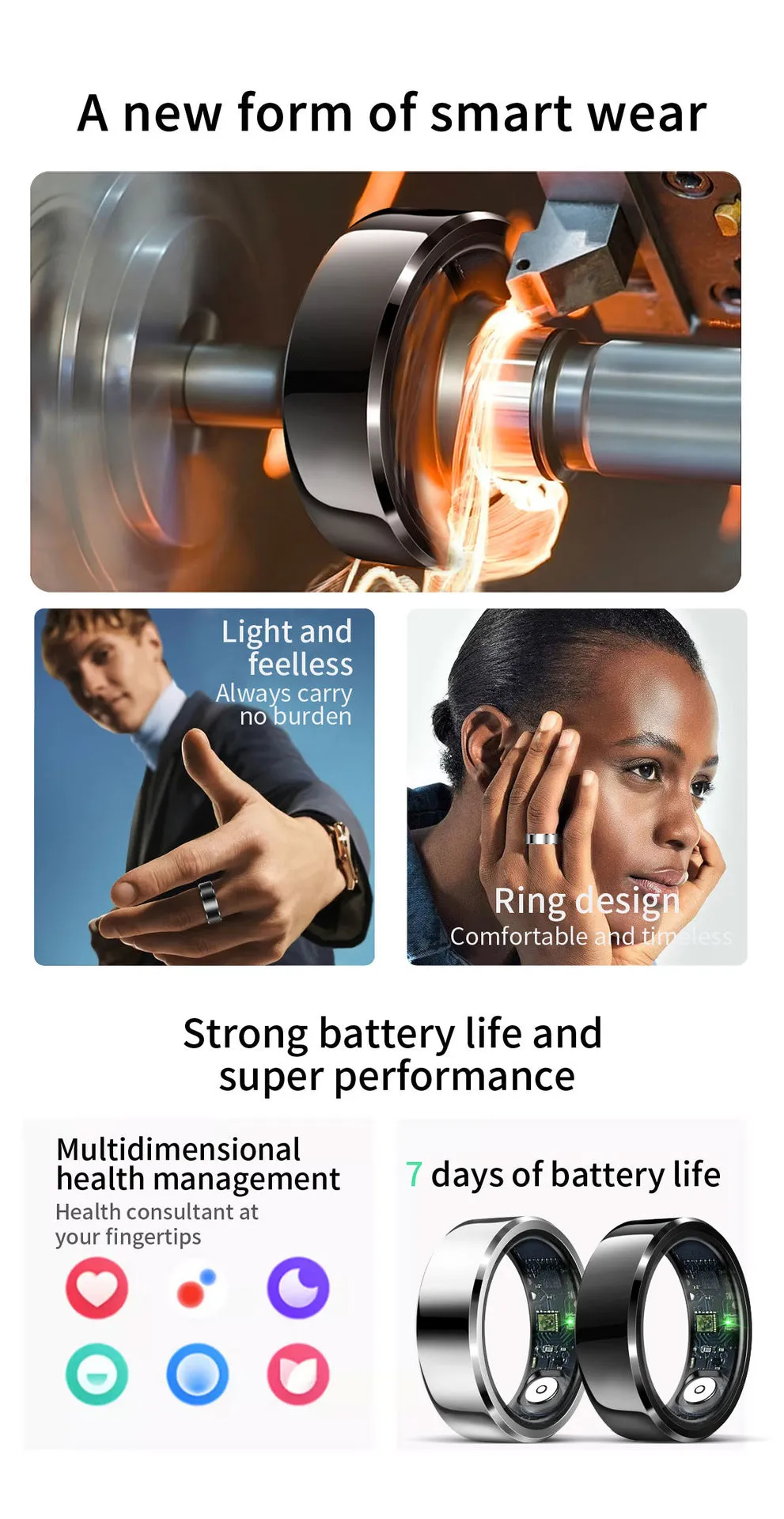 Smart Ring Health & Fitness Tracker