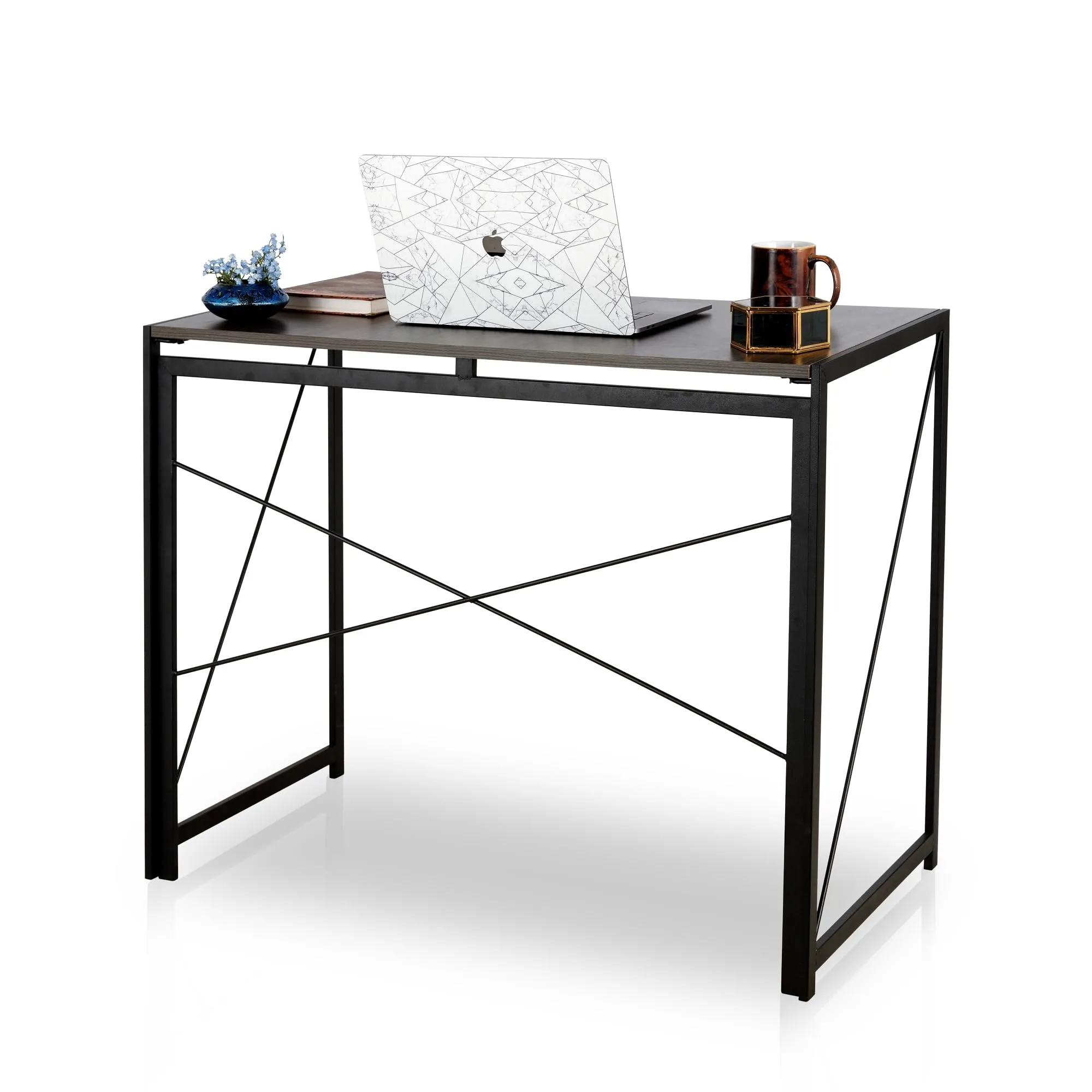 STAR WORK Folding Work Station Laptop Pc Computer Table For Home Office Desk (Height 29 In/74 Cms, Width 19 In/49 Cms | Dimension 36 Inches/92 Cms | Weight Handling Upto 200kg) MDF, Polished, Teak