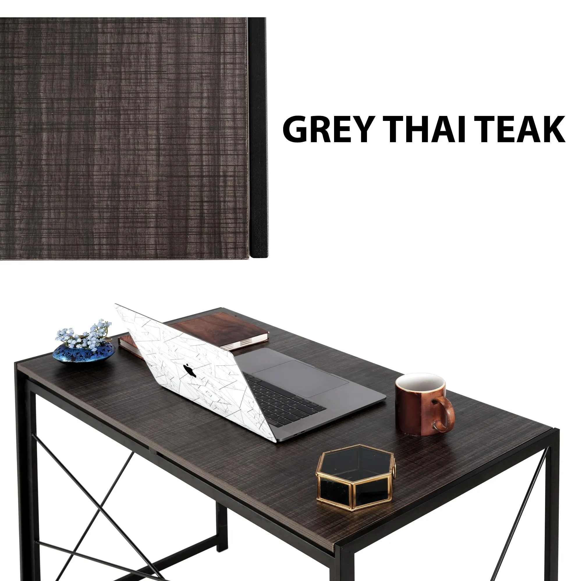STAR WORK Folding Work Station Laptop Pc Computer Table For Home Office Desk (Height 29 In/74 Cms, Width 19 In/49 Cms | Dimension 36 Inches/92 Cms | Weight Handling Upto 200kg) MDF, Polished, Teak