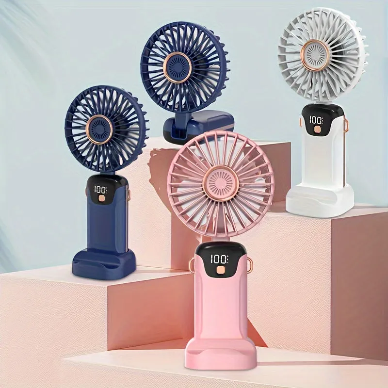 Stay Cool and Informed Portable Fan with LED Display Screen