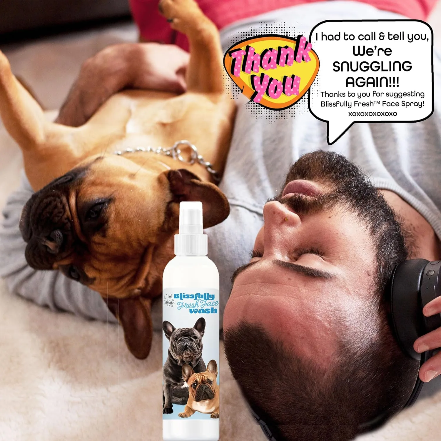 The Blissful Dog Blissfully Fresh Face Wash - Cleans Facial Folds and Wrinkles, 4-Ounce, French Bulldog