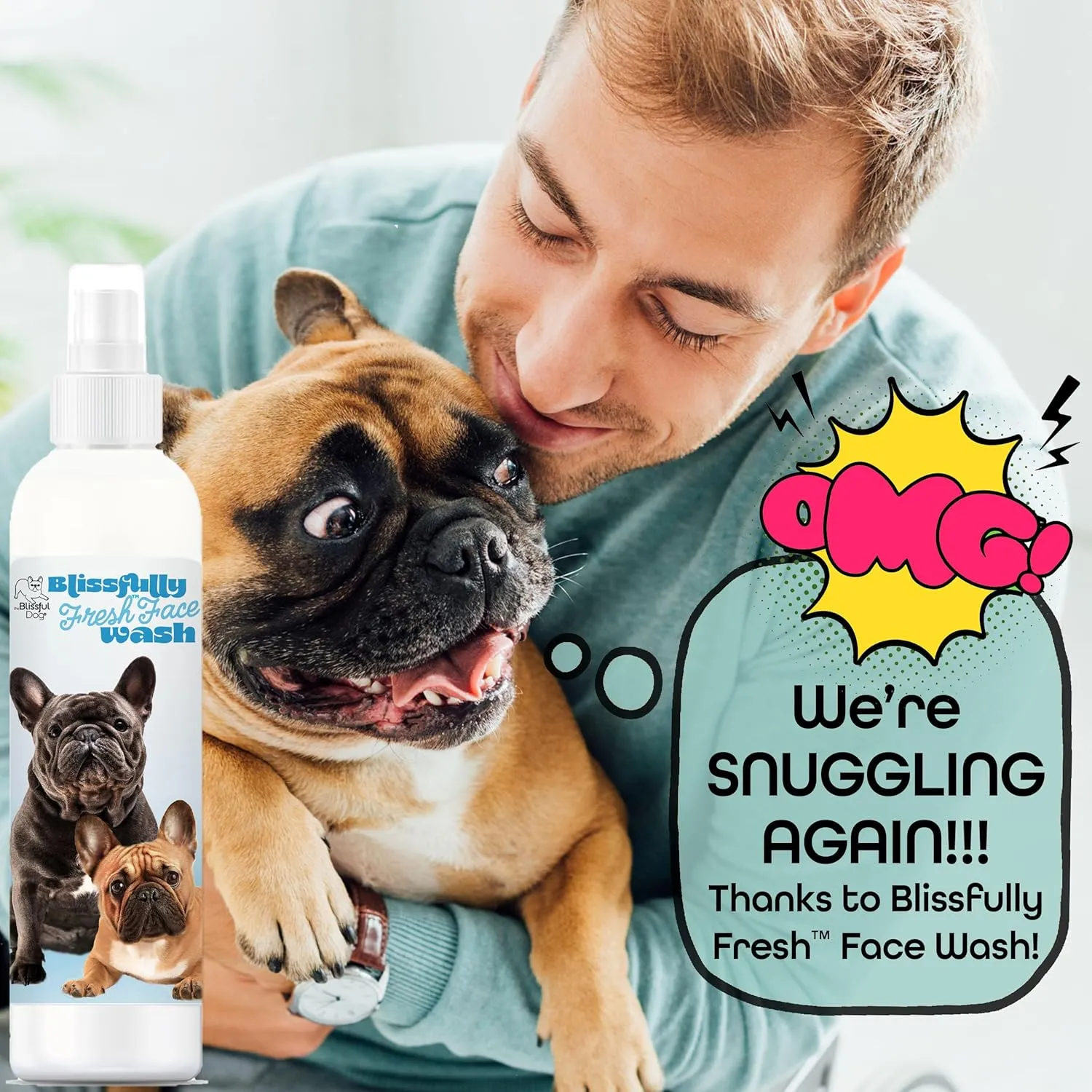 The Blissful Dog Blissfully Fresh Face Wash - Cleans Facial Folds and Wrinkles, 4-Ounce, French Bulldog